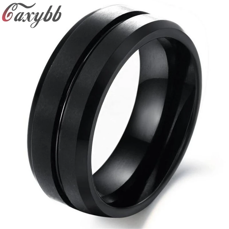 New Black Men Ring 100% Titanium Carbide Men\'s Jewelry Wedding Bands Classic Boyfriend Gift