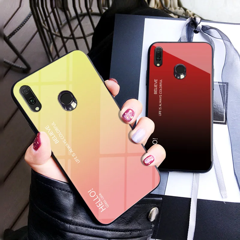 For Asus Zenfone Max Pro M2 ZB631KL Case Fashion Hard Tempered Glass Luxury Gradient Protective Back Cover case For asus zb631kl