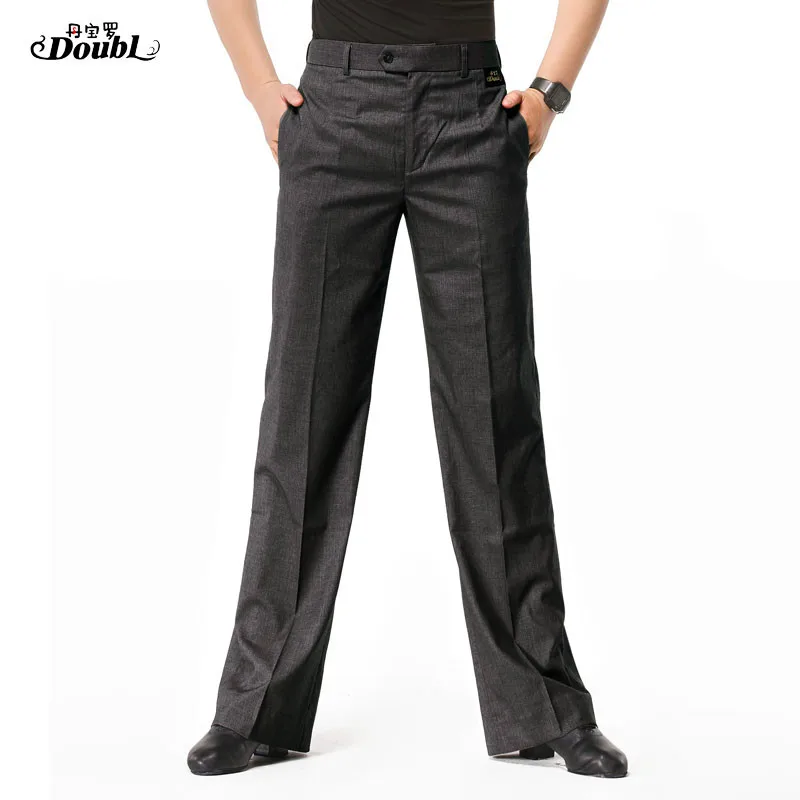 

Man Grey Latin Dance Pants Male Professional Ballroom Performance Wear Square Modern Practice Wide Leg Straight Trousers H688