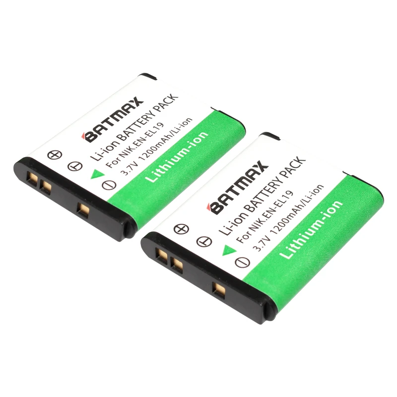 2 Pz 1200 mAh EN-EL19 EN EL19 ENEL19 Fotocamera Batteria & Caricabatteria per Nikon S2500 S100 S2600 S3100 S3200 S3300 S4100 S4200 S4300 S6600