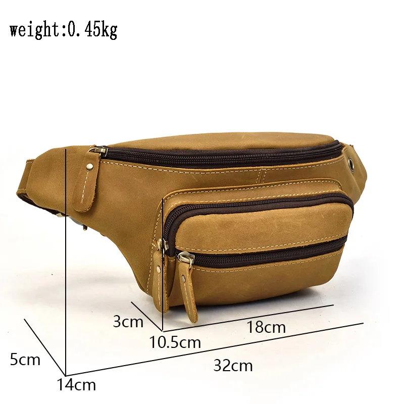 Genuine Leather Men Multifunction Waist Pack Cowhide Funny Chest Bag Hiqh Quality Man Mini Shoulder Crossbody Bags Phone Pouch