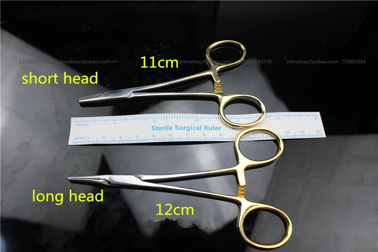 medical Double-fold eyelids surgical Needle holder 11 12 12.5 14cm thin skin suture forcep gold handle TC Cosmetology instrument