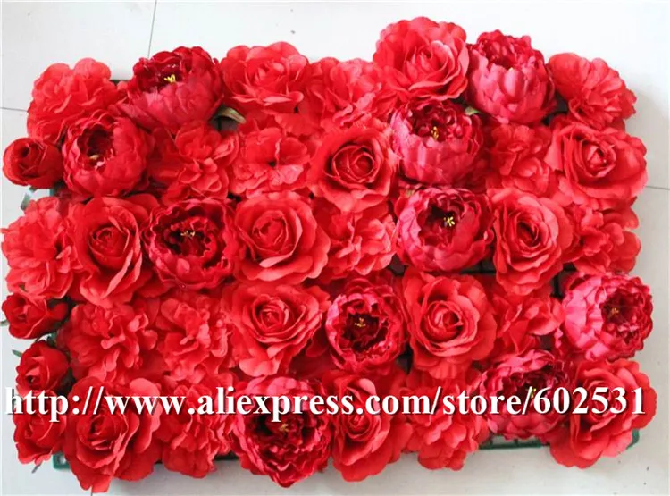 SPR Free Shipping-red 10pcs/lot good quality personized rose and peony artificial flower wall for stage background decoration