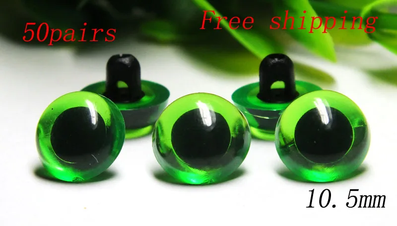 Free Shipping 9mm/10.5mm/12mm Can Choose Safety Eyes Sewing Eyes Plastic Eyes Green Colored Eyes 30pairs