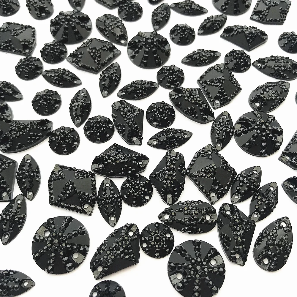 

MIX Mixed Shape Black Resin Gems Stones Loose Beads Rhinestones Sewing Accessories for Costumes Dance Handicraft Wedding dress