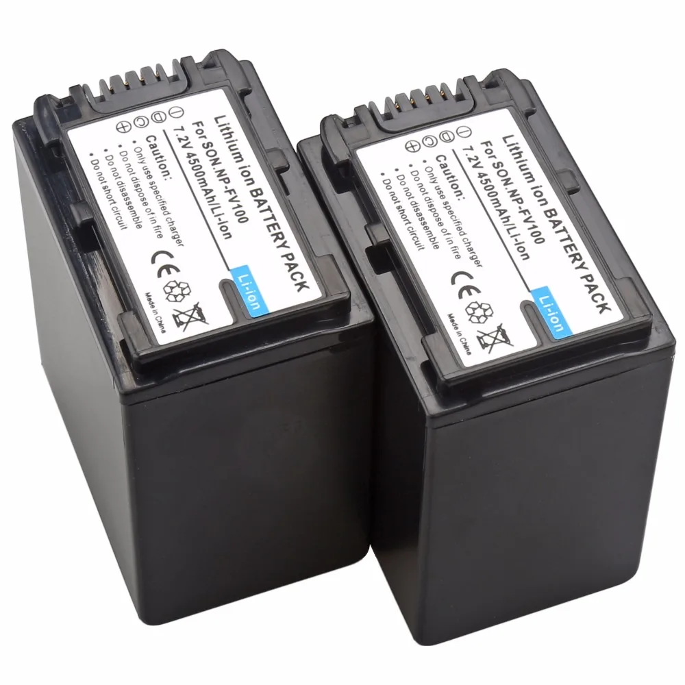 Probty  2Pcs NP-FV100 NP FV100 Battery + Charger For Sony PJ200E PJ260E PJ600E PJ220E PJ580E PJ760E PJ820E PJ610E PJ790E PJ510E