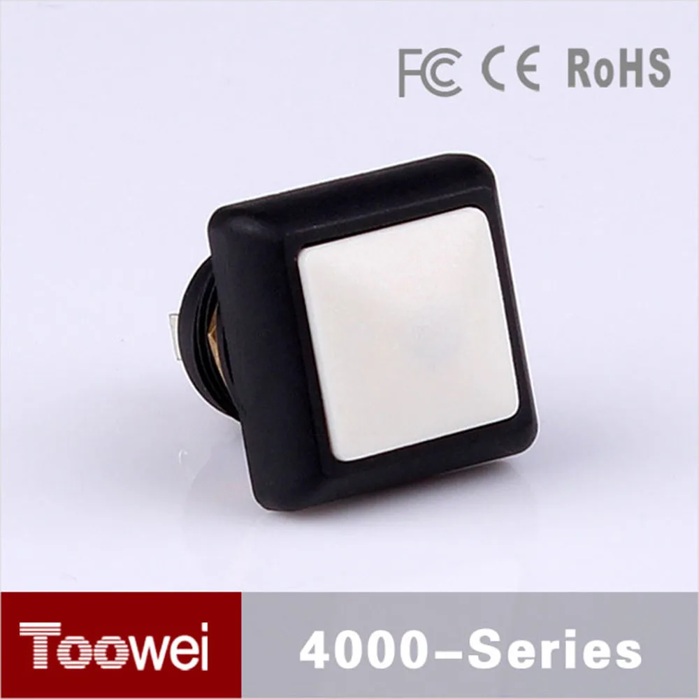 5 Pieces Toowei White Square Button 12mm CE IP67 RoHS Electrical Switch