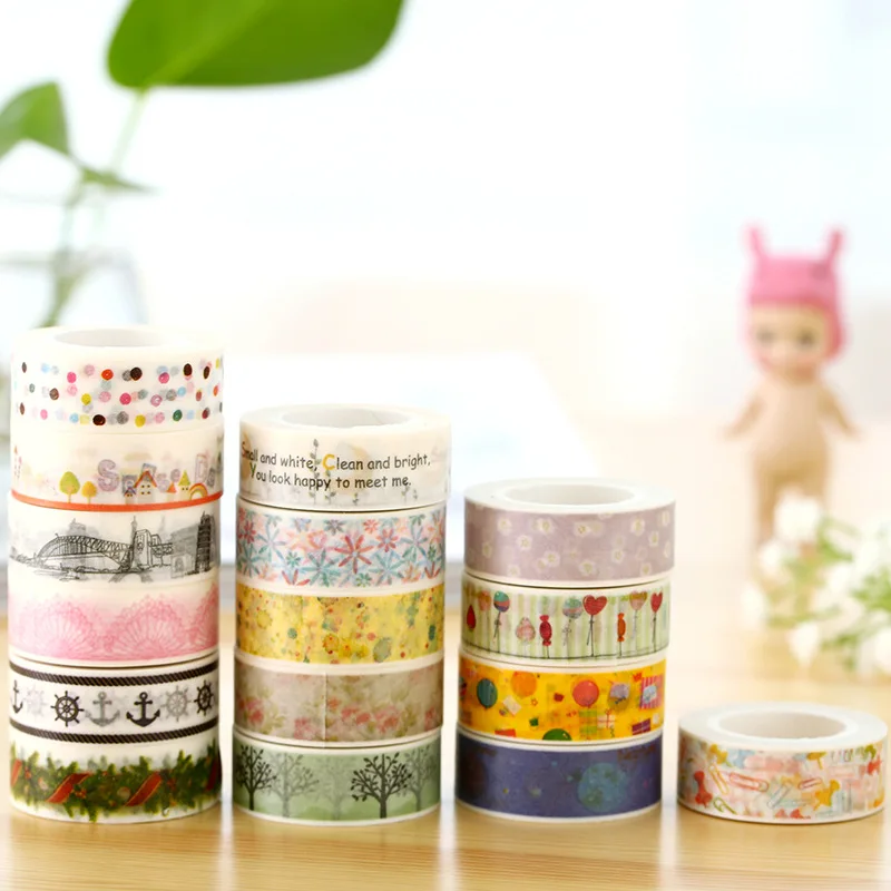 Flor fresca decorativo washi tape criativo âncora torre fitas para diy scrapbooking masking fita adesivos escritório escola suprimentos