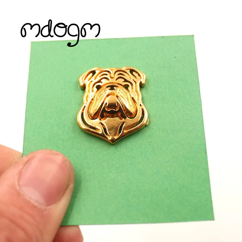 Mdogm English Bulldog Brooches And Pins  Suit Cute Funny Metal Small Collar Badges Gift For Male Men B018