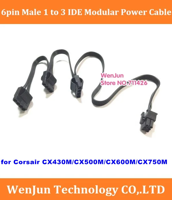 

Высококачественный Кабель питания 6Pin к 3 IDE / 4 IDE molex 4pin для Corsair CX430M CX500M CX550M CX600M CX750M CX850M