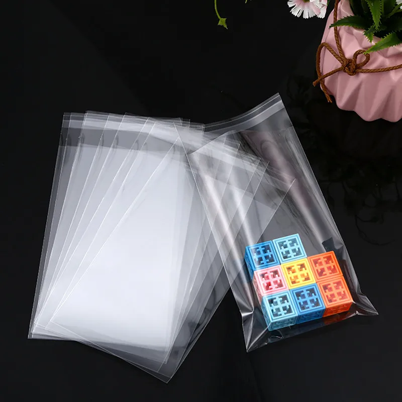 100Pcs 21Cm Breedte Clear Zelfklevende Cello Cellofaan Zak Zelf Afdichting Plastic Zakken Voor Kleding Fruit Verpakking hersluitbare Bag66