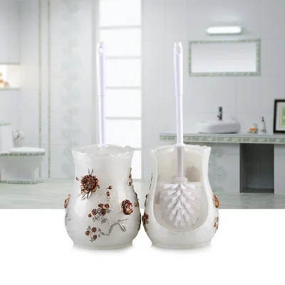 European Resin Cleaning Brush Bathroom Toilet Brush Set Long Handle Brush Round Head Soft Brush Base Household Accessories