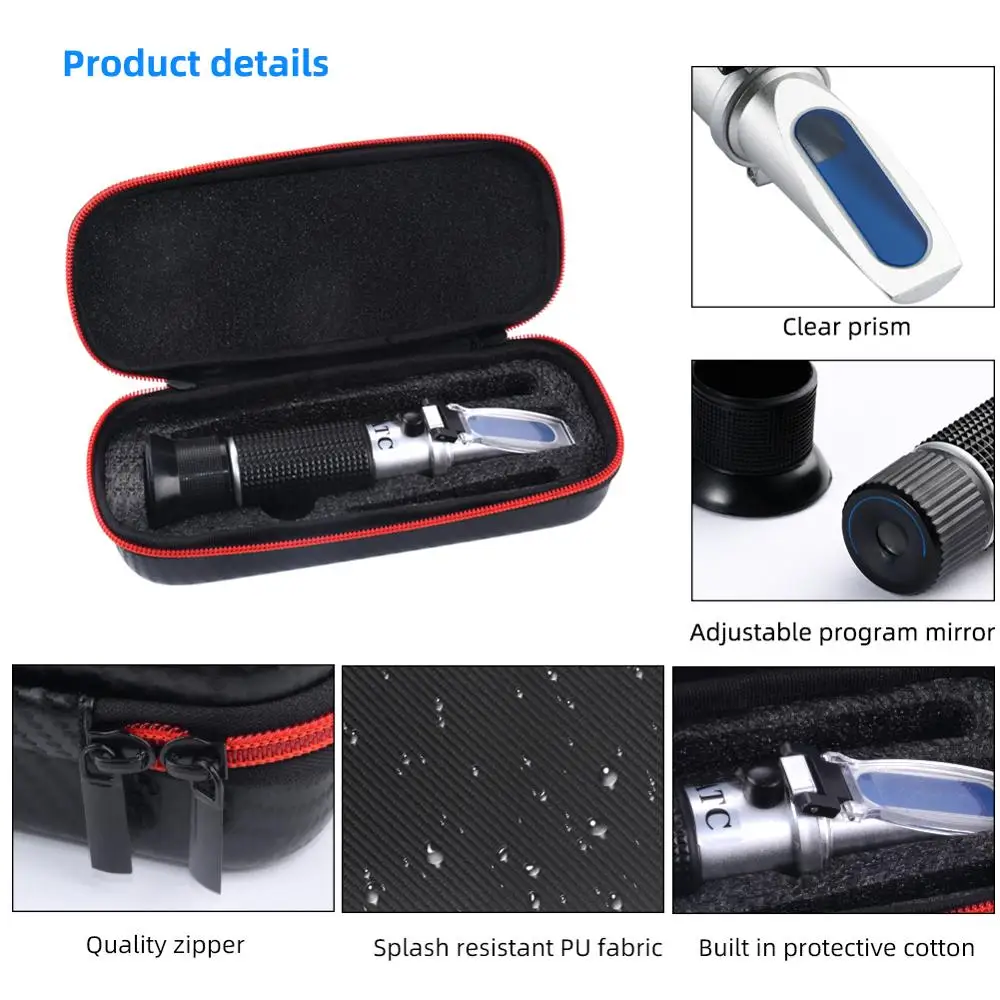 New Packaging Portable 3 In 1 Hand Held Grape & Alcohol Wine Refractometer (Brix, Baume and W25V/V Scales) Shockproof Box