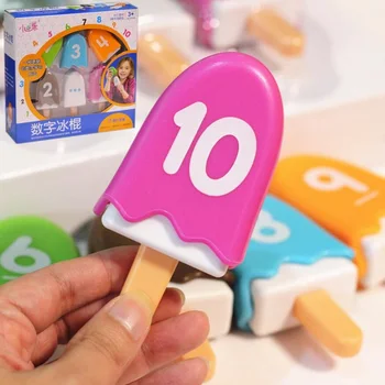 Digital Popsicle Math Games for Kindergarten, Fine Motor Toy, Set of 10, Ages 36 Months+