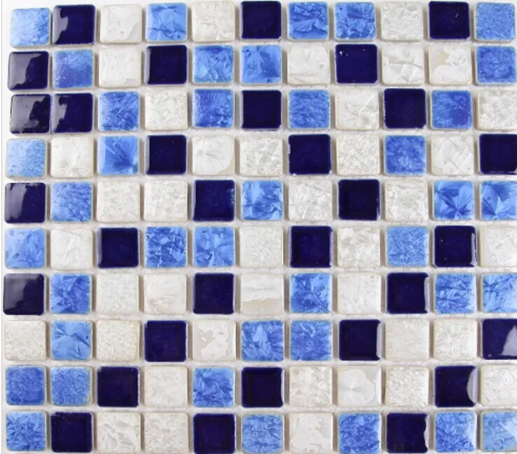 Navy Blue Sky White Porcelain Ceramic Mosaic Tile for kitchen backsplash bathroom Swimming Pool Garden Wall tile, Floor Tile