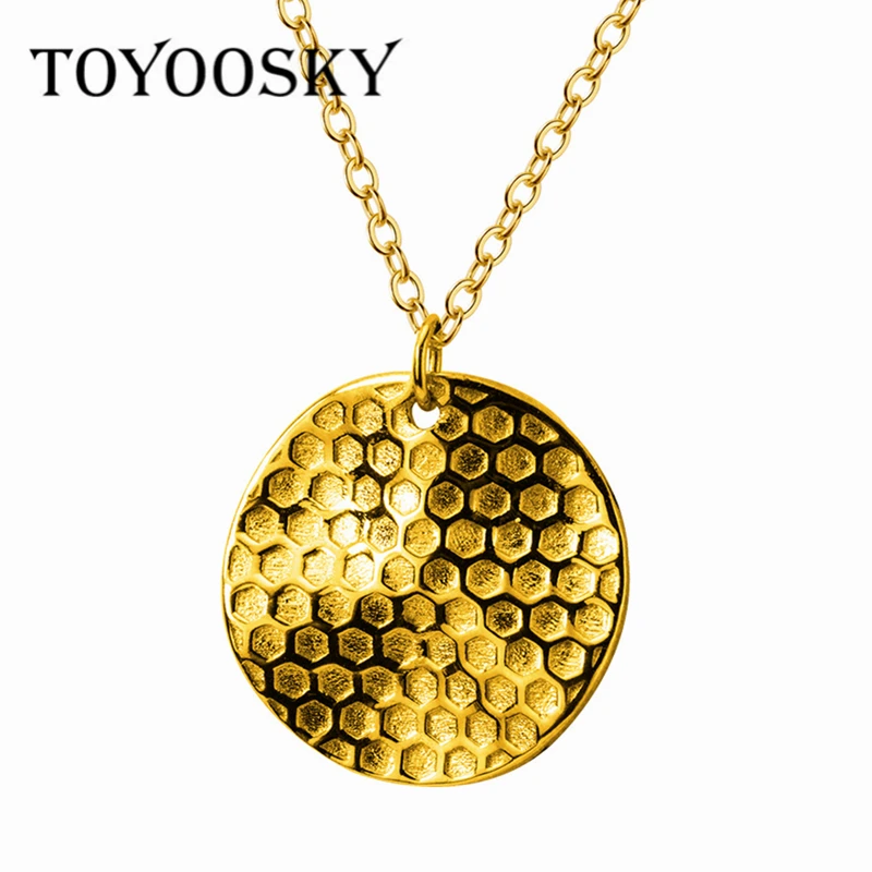 925 Sterling Silver Stereo Bee Hive Round Shape Gold Color Necklaces Pendant Choker OL Contracted Jewelry