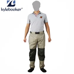 Fly Fishing talia Waders Pant trwałe wodoodporne spodnie brodząc oddychające spodnie w pasie ze stopą Stocking