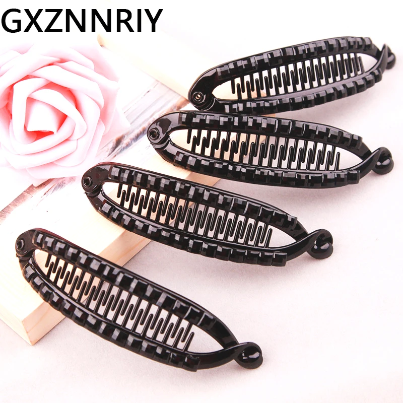 

11cm Hair clips for Women Accessories Fish Shape Black Rhinestone Barrettes Hairclip Hairpins Banana Claws Clip Jewelry Gifts