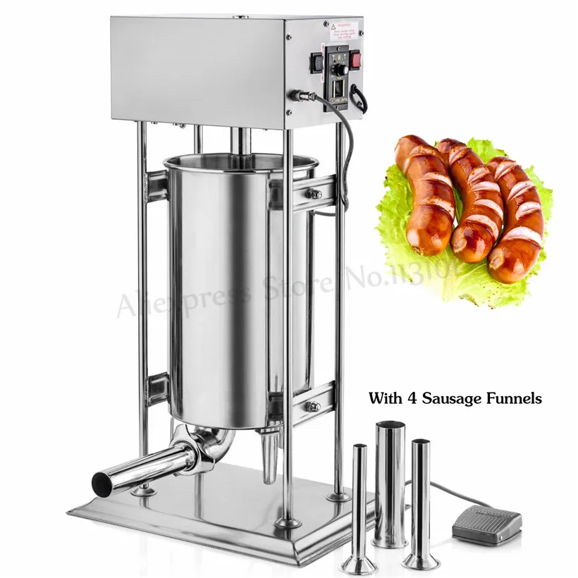 10L Electric Sausage Stuffer Vertical Stainless Steel Sausage Maker Automatic Churro Extruding Machine Spanish Churros Maker