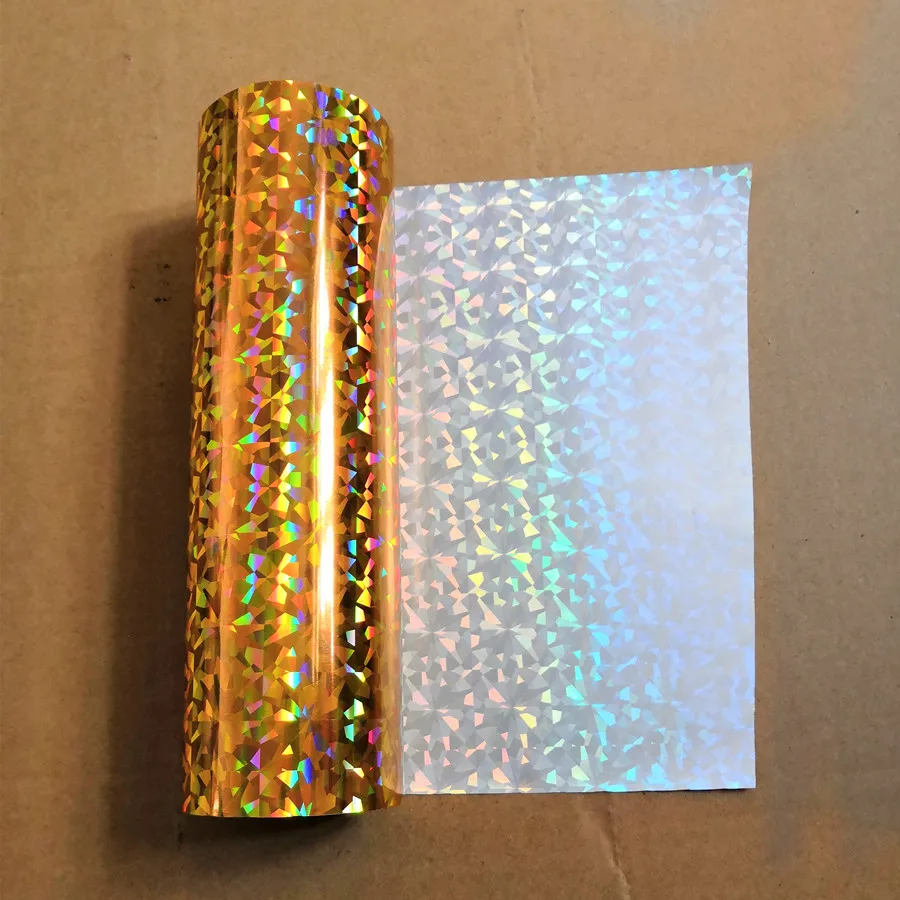 

64cm x 120m Holographic foil broken glass pattern gold color or silver color hot stamping foil on paper or plastic