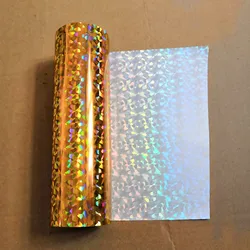 Lámina holográfica con patrón de vidrio roto, lámina de estampado en caliente en papel o plástico, color dorado o plateado, 16cm x 120m, 2 rollos