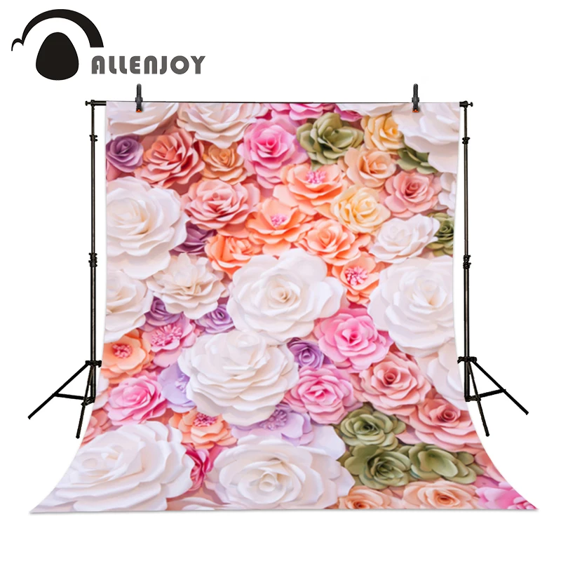 

Allenjoy photographic camera beautiful flower baby shower 3D pink flower backgrounds wedding real background for photo shoots