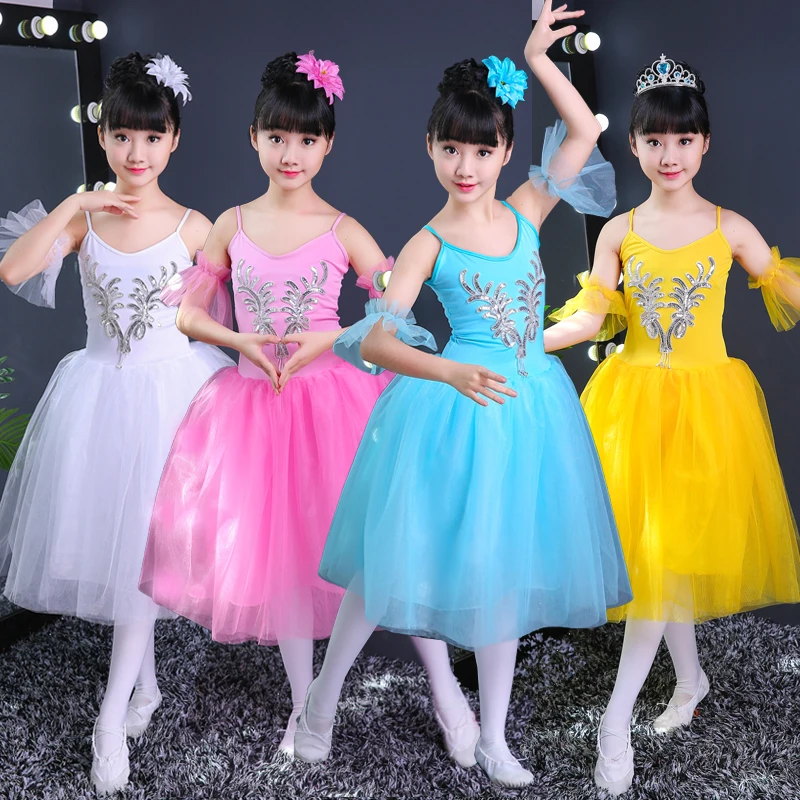 Romantic Tutu Dress Kids Classic Ballet Tutu Child Swan Lake Costumes White Ballerine Dress Long Tulle Ballet Dress For Girls