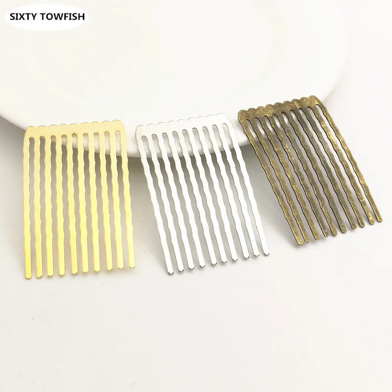 8 pieces/lot 31x49mm Metal Gold color/White K/Antique bronze Hair Combs Fashion Hairwear DIY Hair Jewelry Accessory Findings