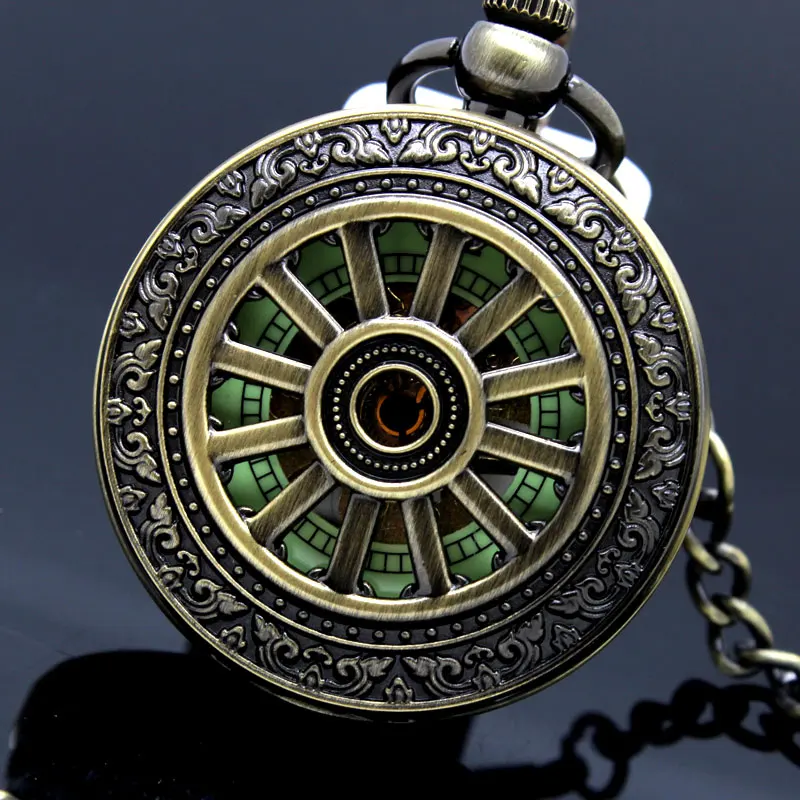 

Glows in Dark Vintage Mechanical Skeleton Hollow Pendant Necklace Chain Analog Hand Wind Pocket Watches Men Women Kids Gifts