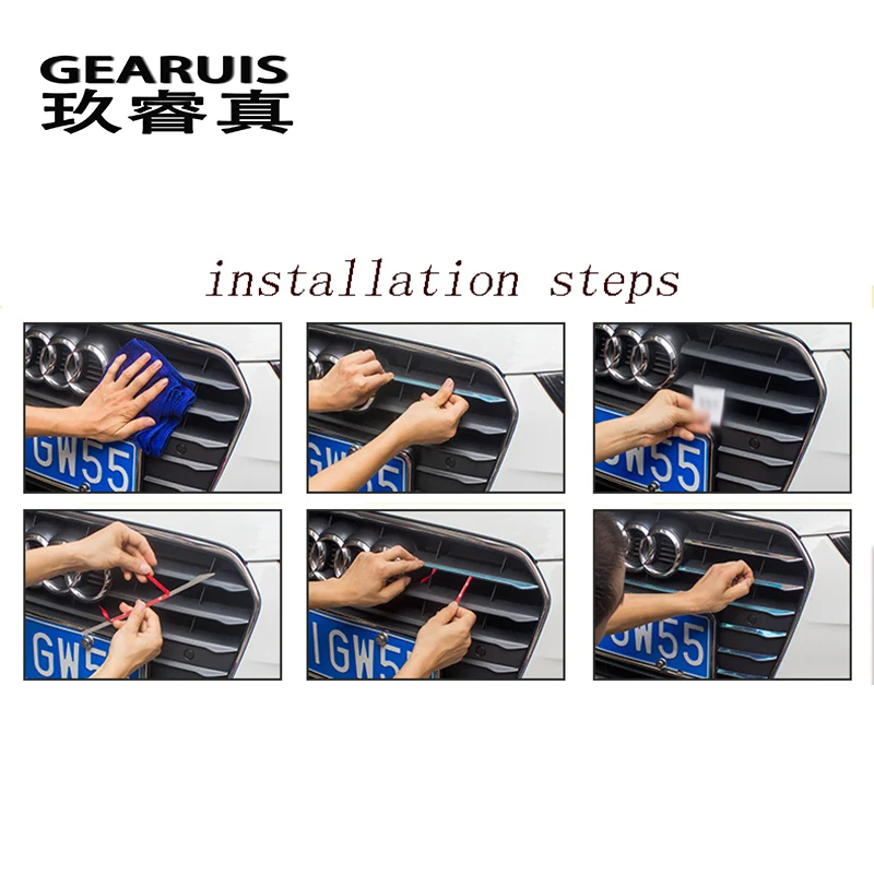 For Audi A3 8v Sedan Car Front Air Grille Cover Trim Strips Exterior auto Accessories Stainless Steel Decoration Sequin styling