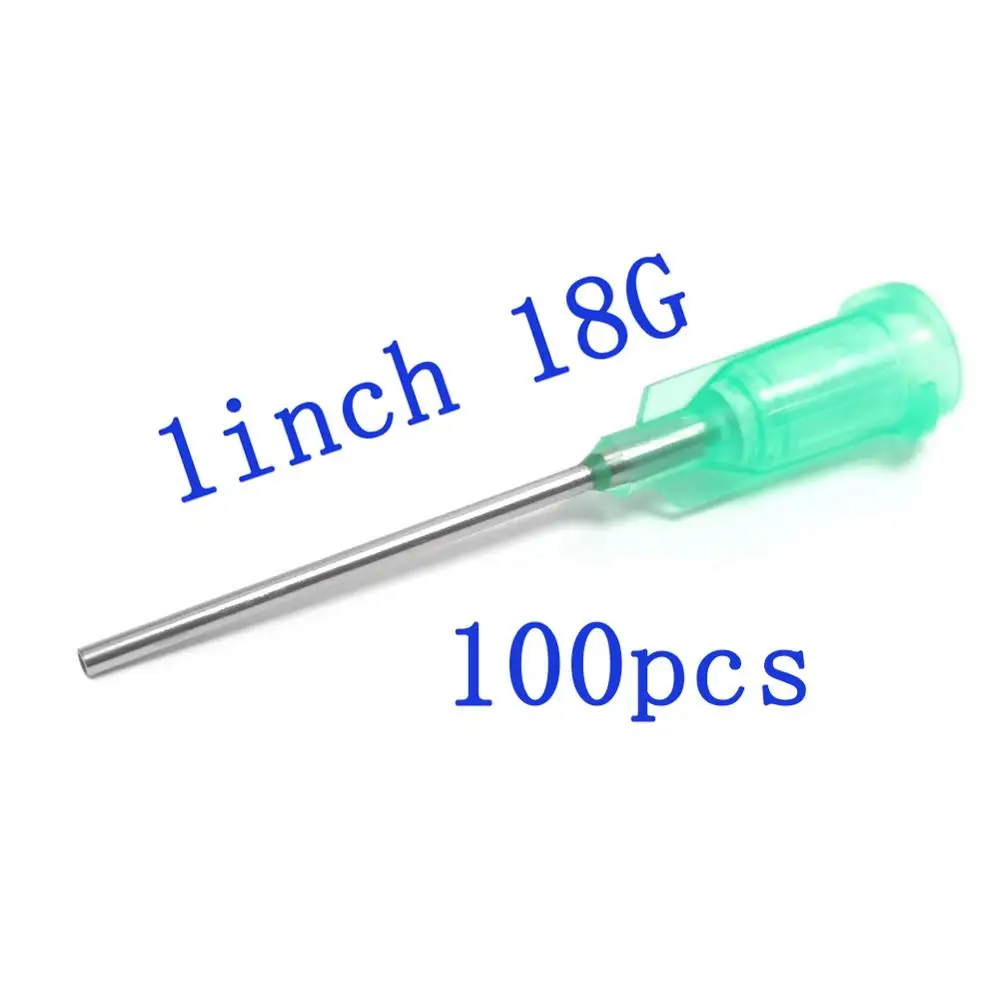 100pcs, Dispensing Needles with Luer Lock 18G x 1