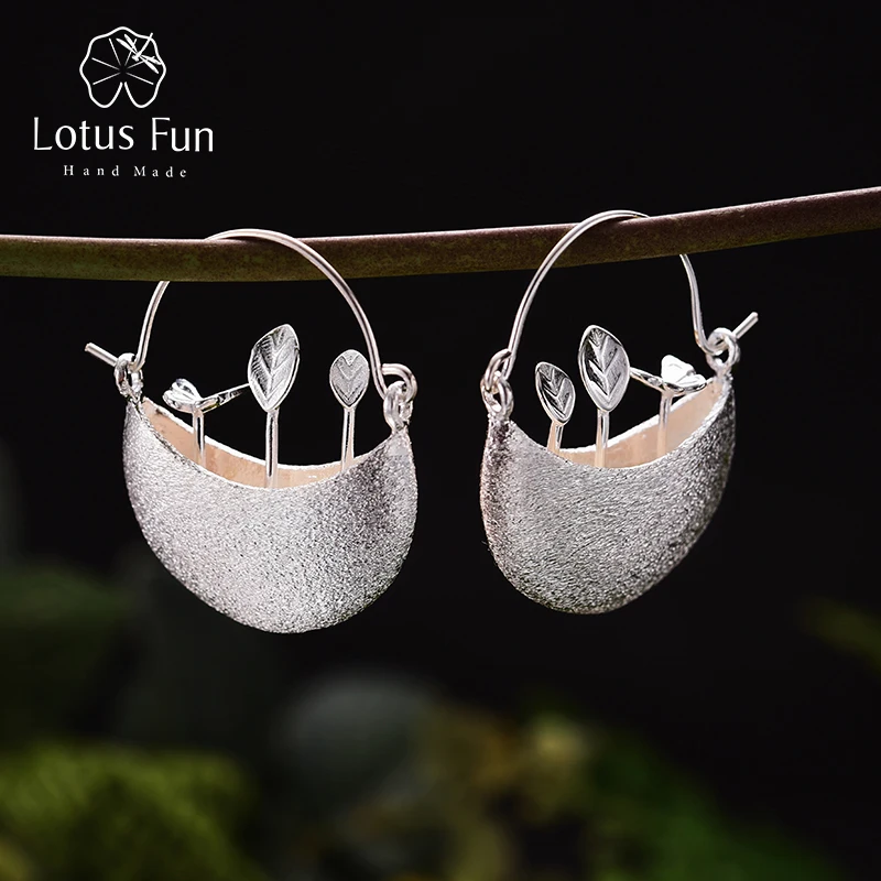 Lotus Fun Real 925 Sterling Silver Natural Creative Handmade Fine Jewelry My Little Garden Dangle Earrings for Women Brincos