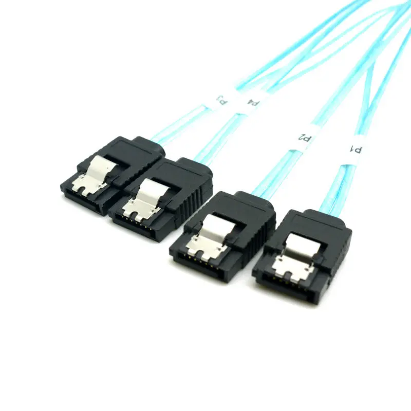 Mini SAS 4i SFF-8087 Host to 4 SATA 7Pin Target Hard Drive Splitter Cable 100cm 1.0m