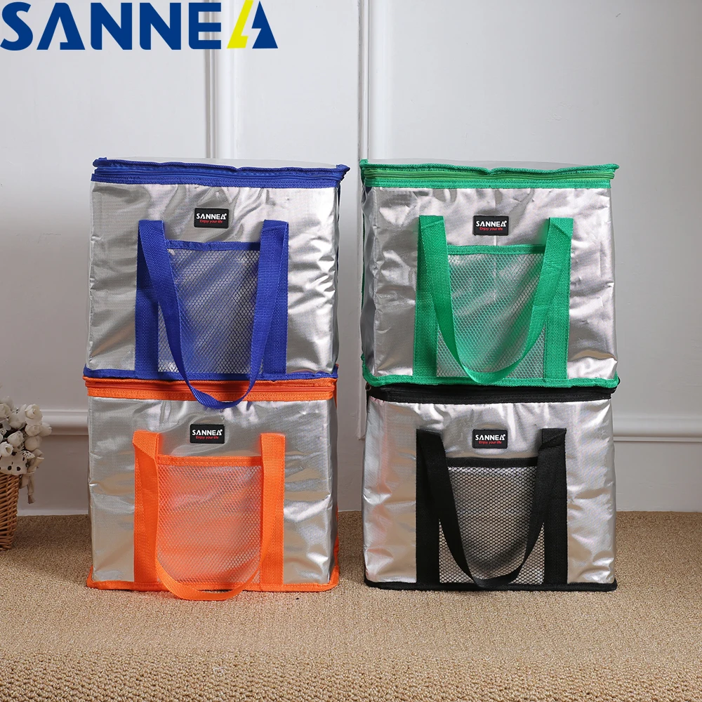 SANNE 8L/16L/26L Aluminum Foil Lunch Bag Waterproof Insulated Thermal Picnic Cooler Bag Refrigerated Fresh Portable Lunch Box