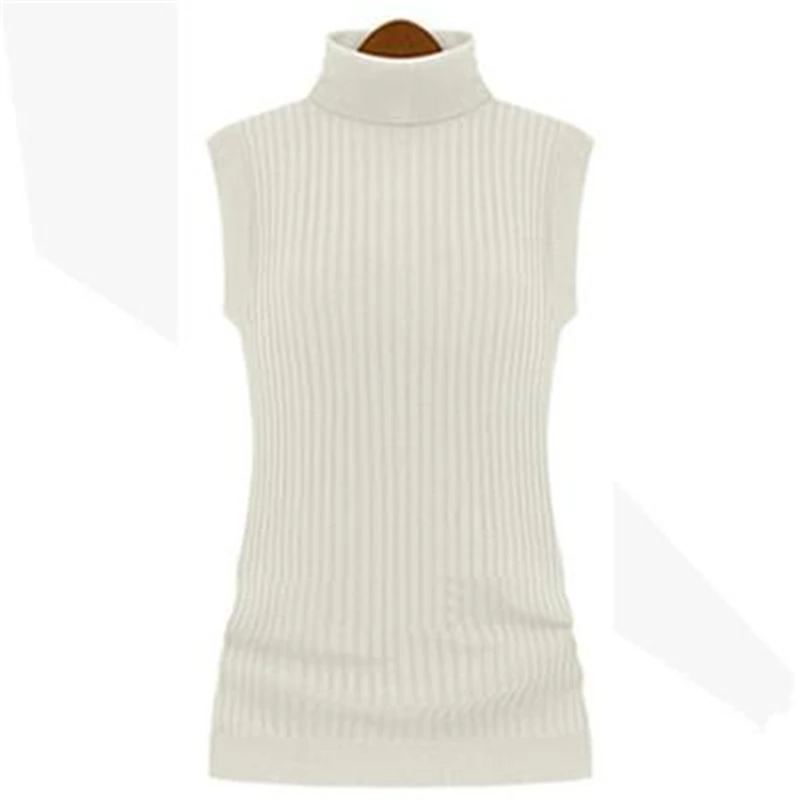 Female Sleeveless Pullovers Woman Summer Stretch Hedging Sweaters Lady Turtleneck Spring Bodycon Slim Sweater Autumn Jumpers
