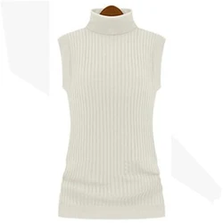 Female Sleeveless Pullovers Woman Summer Stretch Hedging Sweaters Lady Turtleneck Spring Bodycon Slim Sweater Autumn  Jumpers