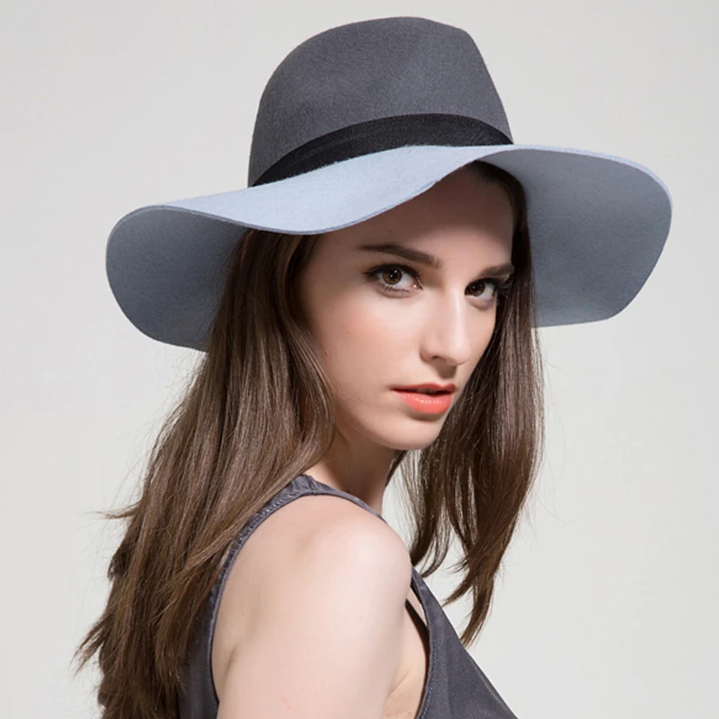 

Blue /Black /Gray Colourin Soft Wool Fedoras ,Women Party Show European American Soft Jazz Hat Adjustable Top Bowler Hats