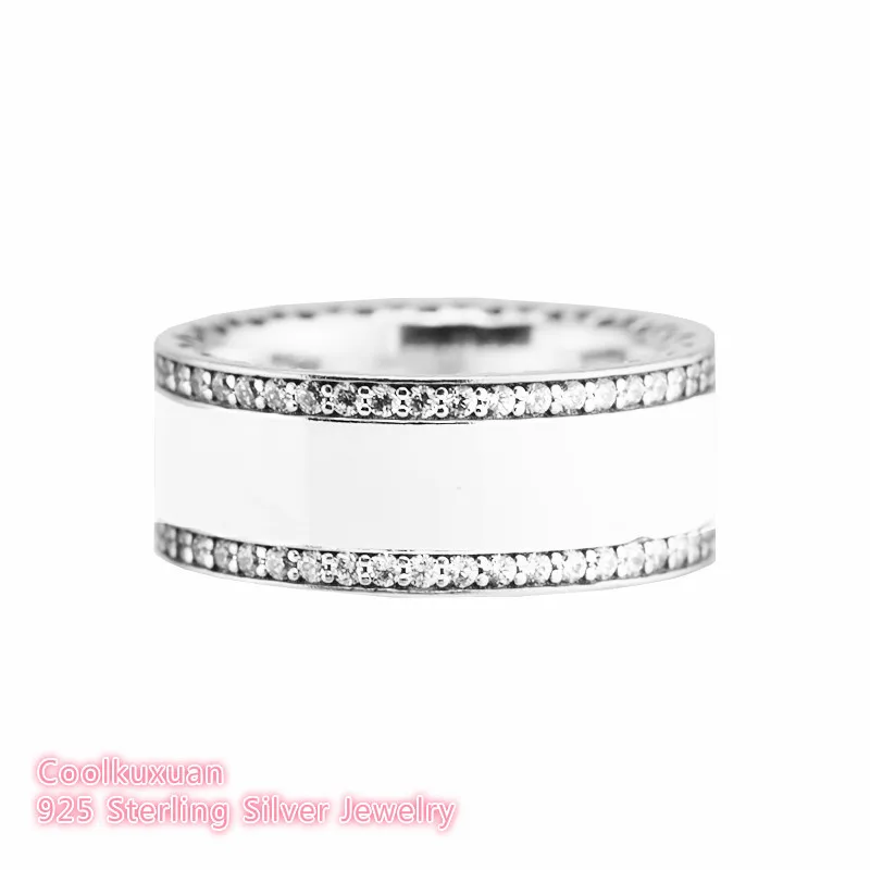 Hearts of Brand Rings Original 100% 925 Sterling-Silver-Jewelry Clear CZ white Enamel Rings For Women Fashion Jewelry