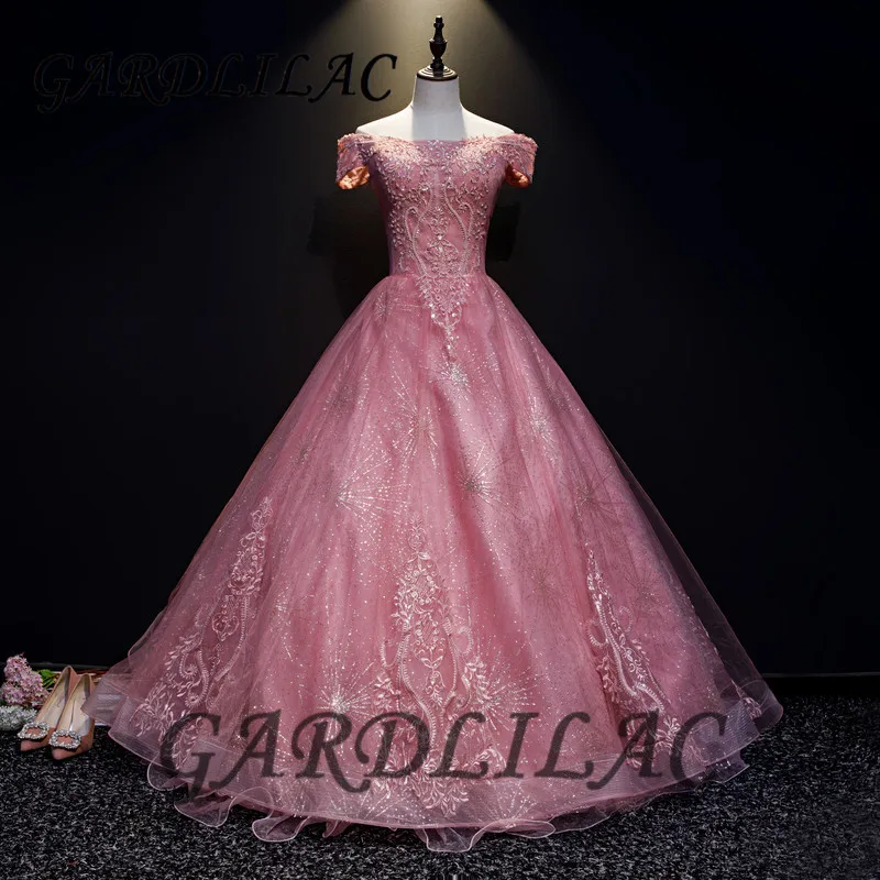 Cameo Quinceanera Áo Voan Ren Appliques Champagne Hóa Trang Bầu Dài Dạ Hội Chính Thức Áo Vestidos De 15 Anos