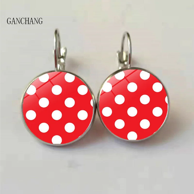 8 color wave point round glass cabochon earrings jewelry fashion earrings women\'s gift