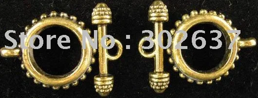 FREE SHIPPING 60sets Antiqued gold gear circle toggle clasps A748G