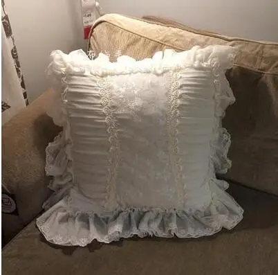 princess style white lace pillowcase cushion cover 60x60/70x70cm