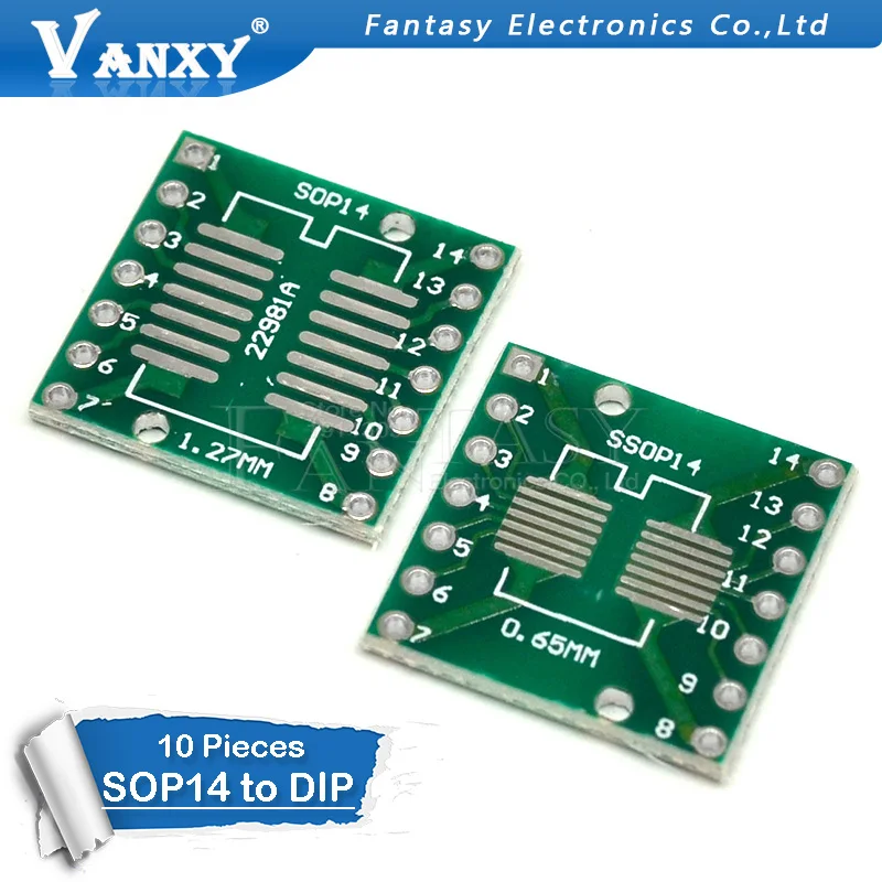 10PCS TSSOP14 SSOP14 SOP-14 SOP14 to DIP14 PCB Transfer Board DIP Pin Board Pitch Adapter