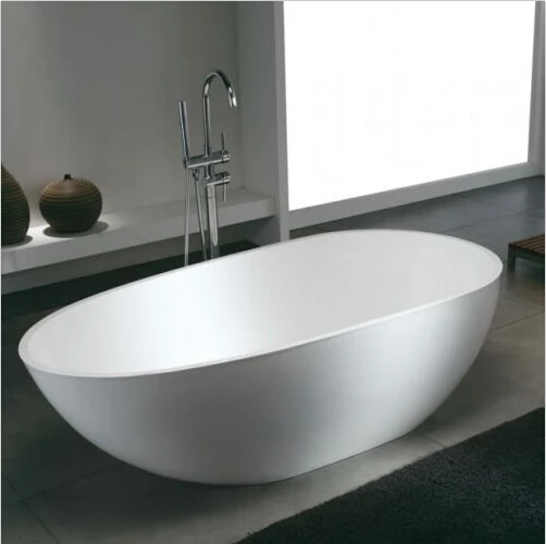 1780X980X510mm Solid Surface Stone Acrylic Bathtub Freestanding Floor Mounted Integrated Corian Tub WD006