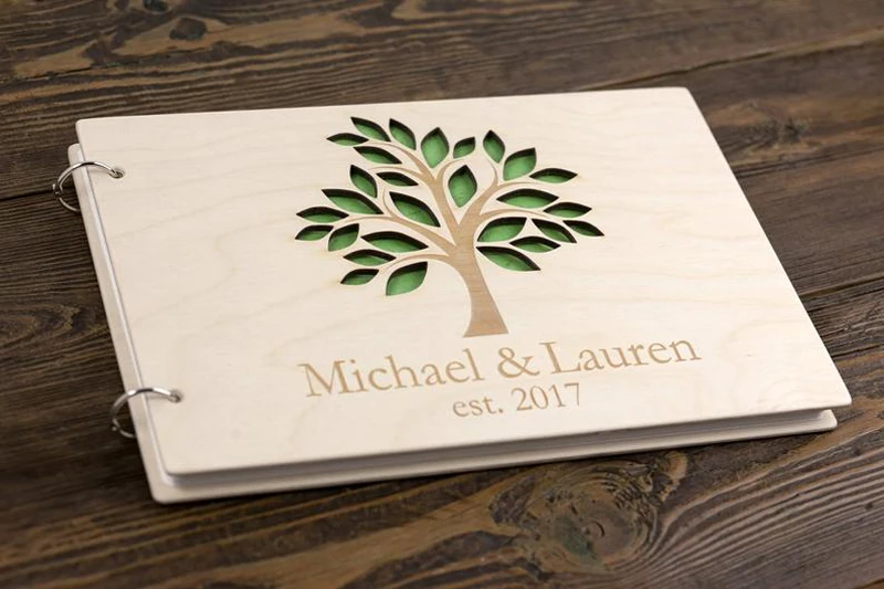 كتاب ضيوف الشجرة الخضراء، كتاب ضيوف شجرة العائلة، هدايا زفاف خشبية مخصصة للضيوف، هدايا الذكرى السنوية
