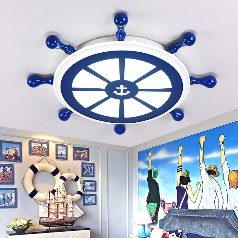 Blue LED Ceiling Lamps Mediterranean Style Children's Room Sailing Ceiling Light Study Dining Surface Mounted Bedroom American