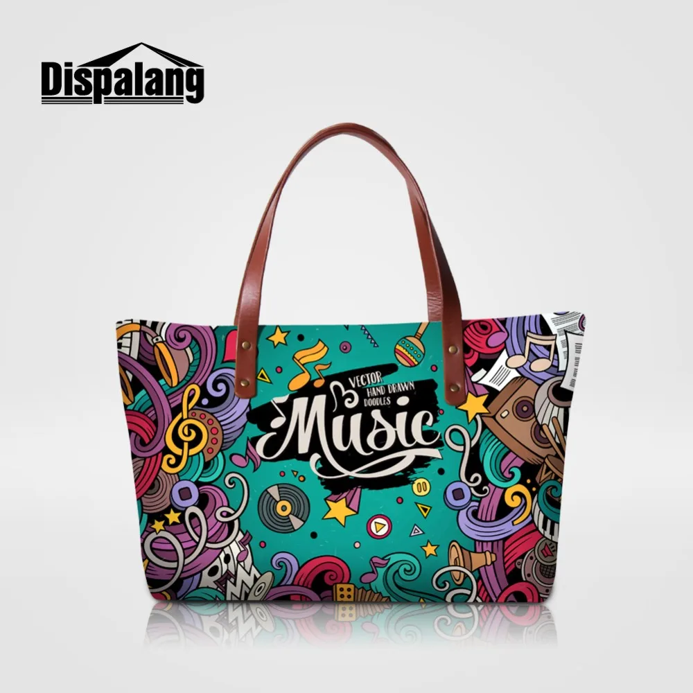 Luxury Women's Shoulder Bag Musical Note Print Top Handle Fashion Tote Handbag Ladies Shopping Bag Drop