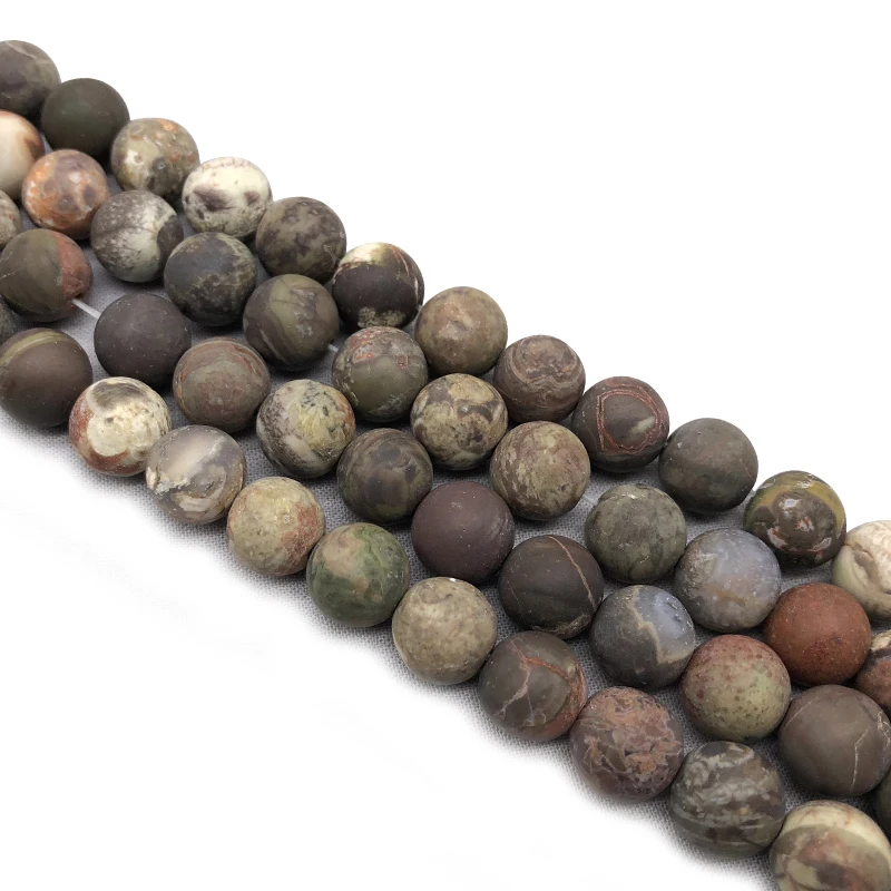 Natural Stone matte Colorful agat loose Round Beads Bracelet 15\