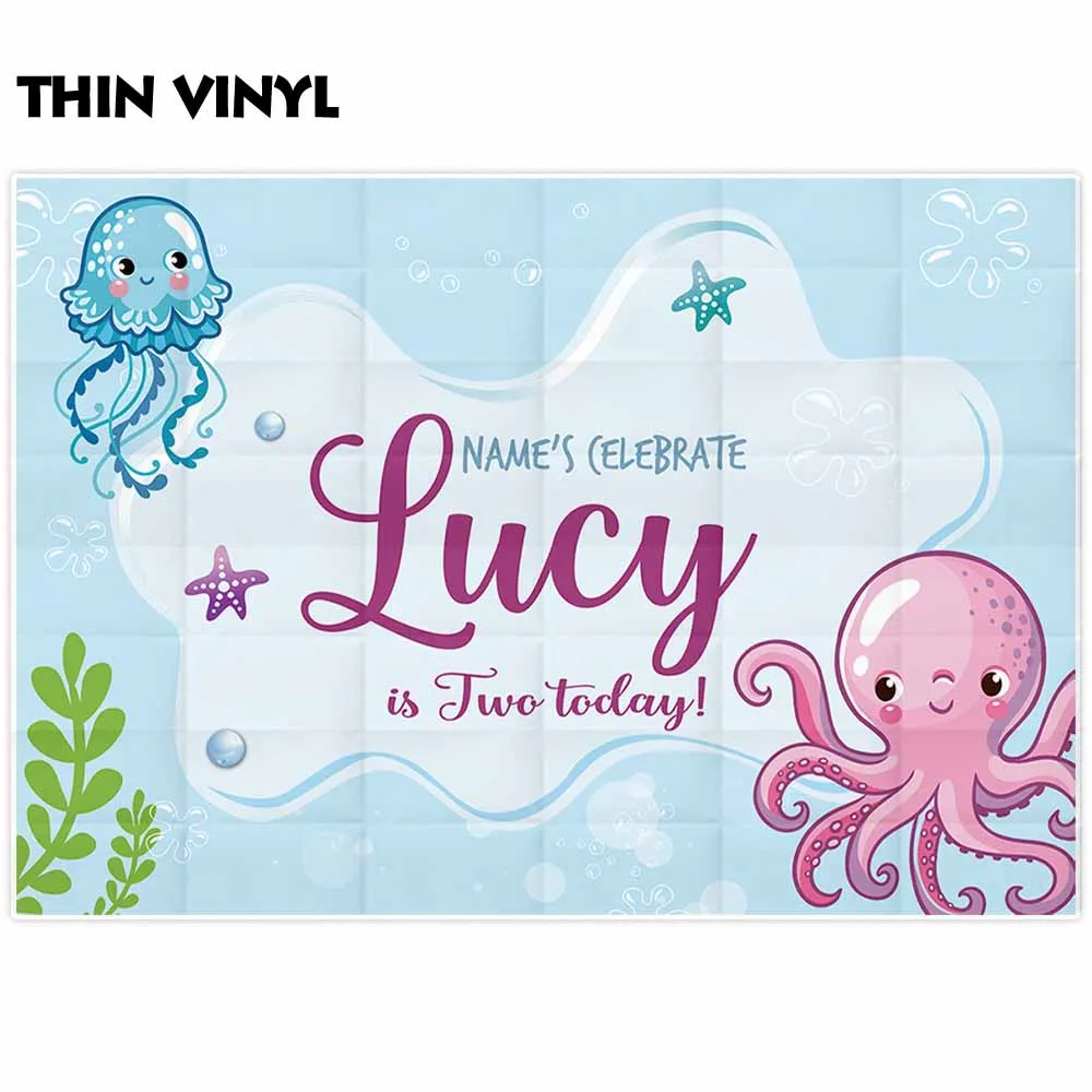 Allenjoy undersea photography backdrop octopus jellyfish customize party background birthday newborn kid photophone photocall