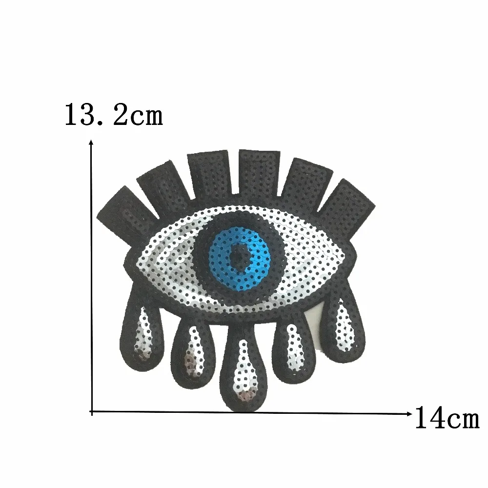 2 Pieces/set Blue Eye Sequins Patches Iron On Patch For Clothes Bags DIY Sewing Accessories Eyeball Sequined Patch Stickers